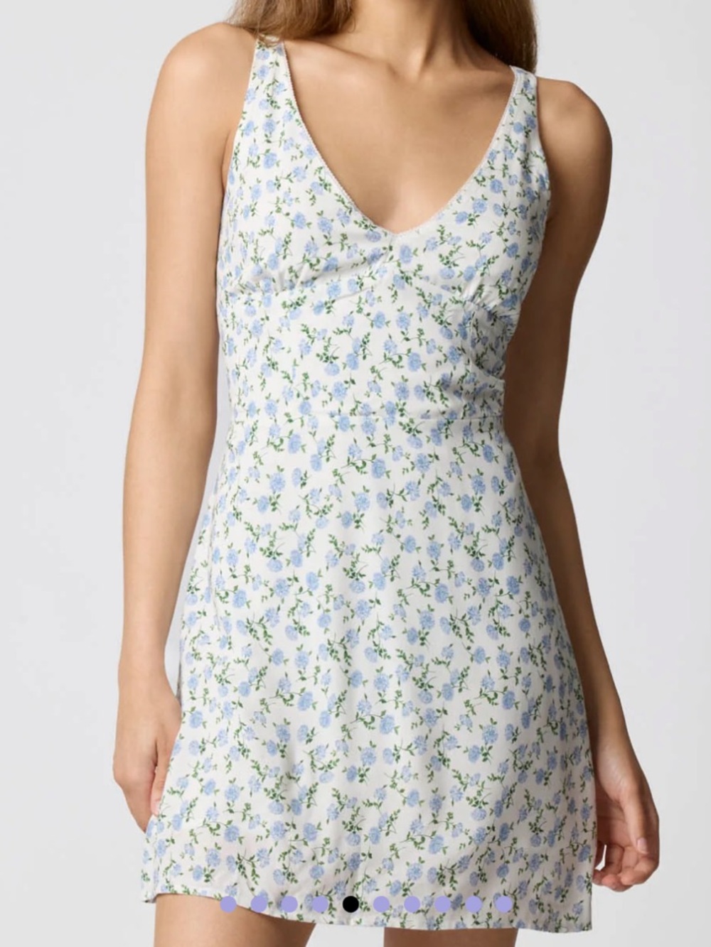 Florence by mills Floral V-Neck dress - White with Blue Floral